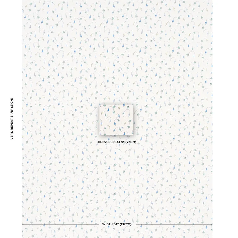 Schumacher 181931 Lolly Floral Blues fabric swatch