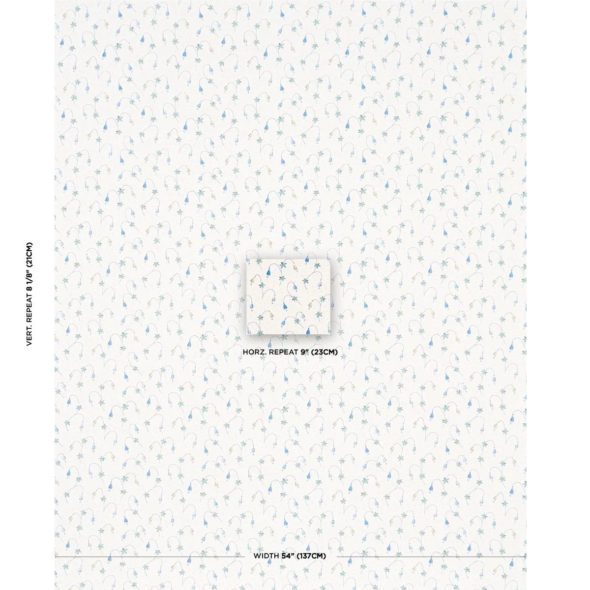 Schumacher 181931 Lolly Floral Blues fabric swatch