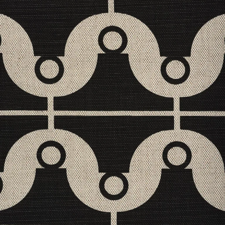 Schumacher 177132 London Bridge Black & Natural fabric swatch