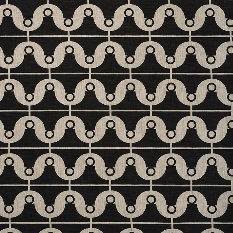 Schumacher 177132 London Bridge Black & Natural fabric swatch
