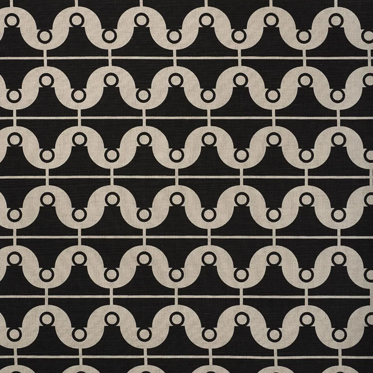 Schumacher 177132 London Bridge Black & Natural fabric swatch