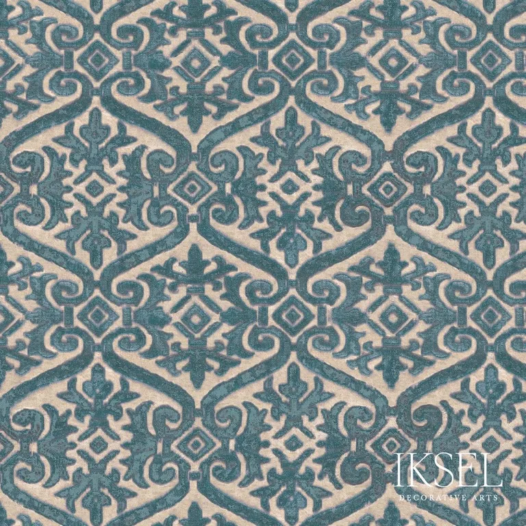 Schumacher RF901CS57 Loredan Peacock fabric swatch