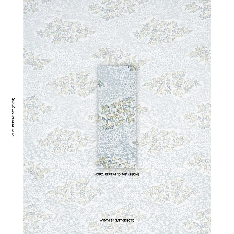 Schumacher 85642 Lorene Sky fabric swatch