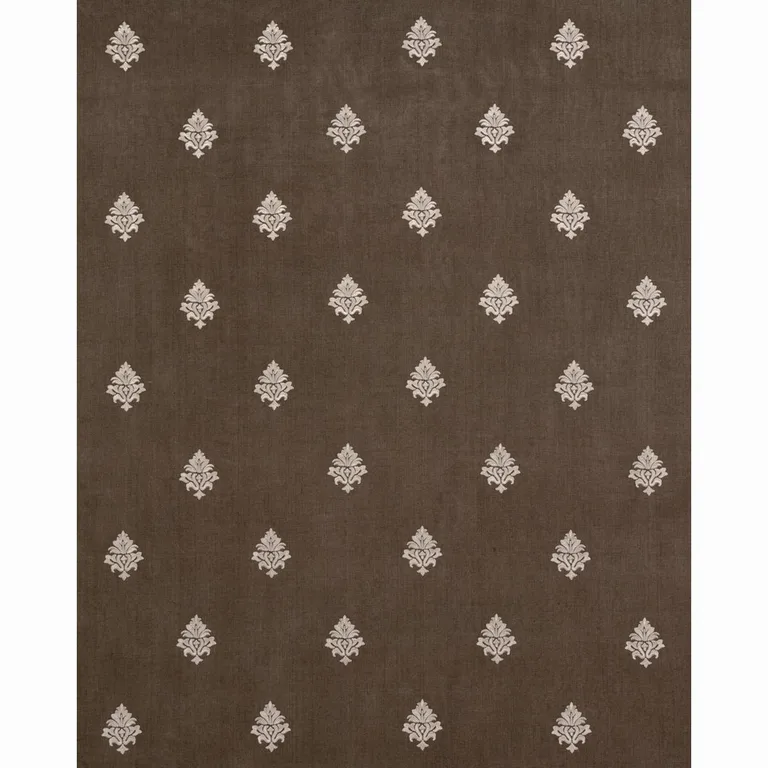 Schumacher 64722 Lorenzo Embroidery Coffee Bean fabric swatch