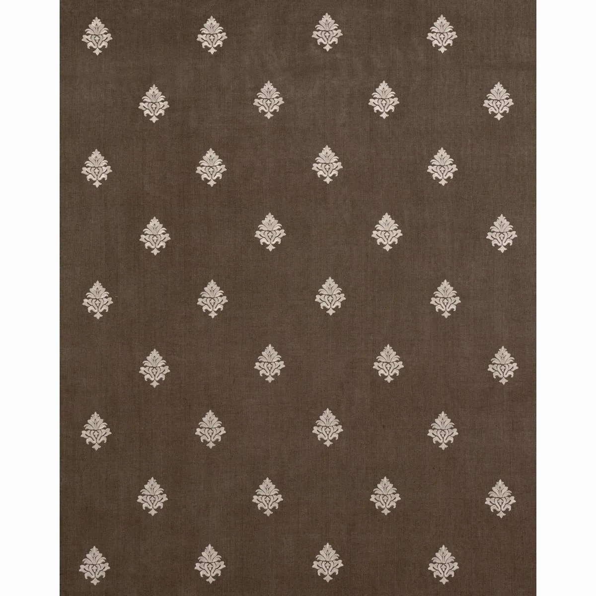 Schumacher 64722 Lorenzo Embroidery Coffee Bean fabric swatch