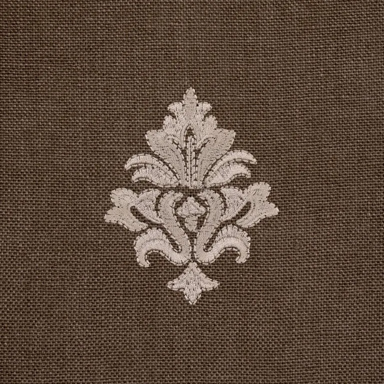 Schumacher 64722 Lorenzo Embroidery Coffee Bean fabric swatch