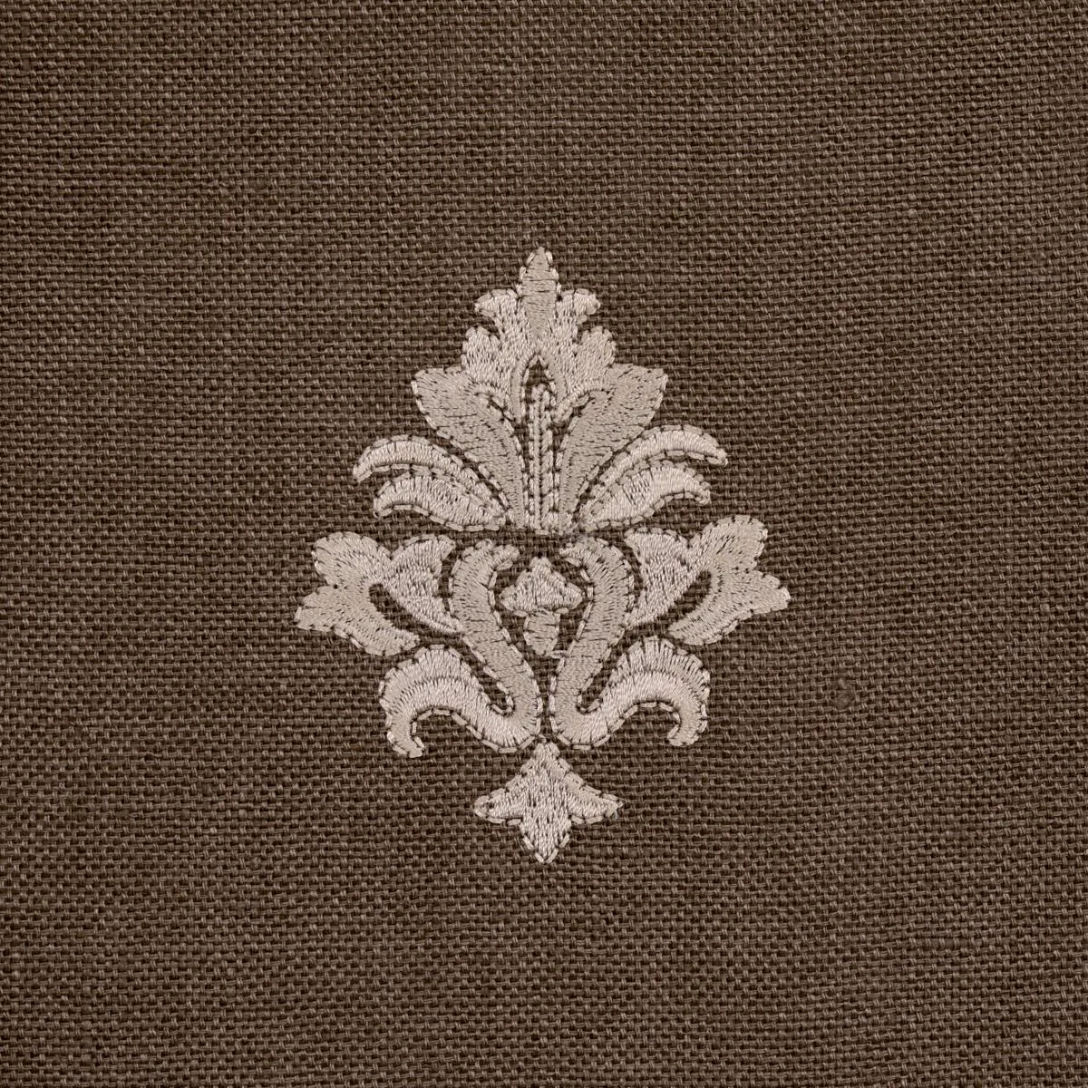 Schumacher 64722 Lorenzo Embroidery Coffee Bean fabric swatch