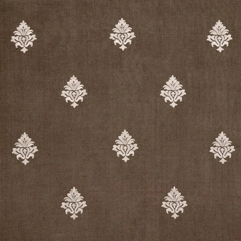 Schumacher 64722 Lorenzo Embroidery Coffee Bean fabric swatch