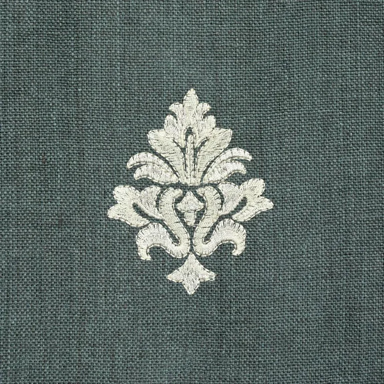 Schumacher 64721 Lorenzo Embroidery Midnight fabric swatch
