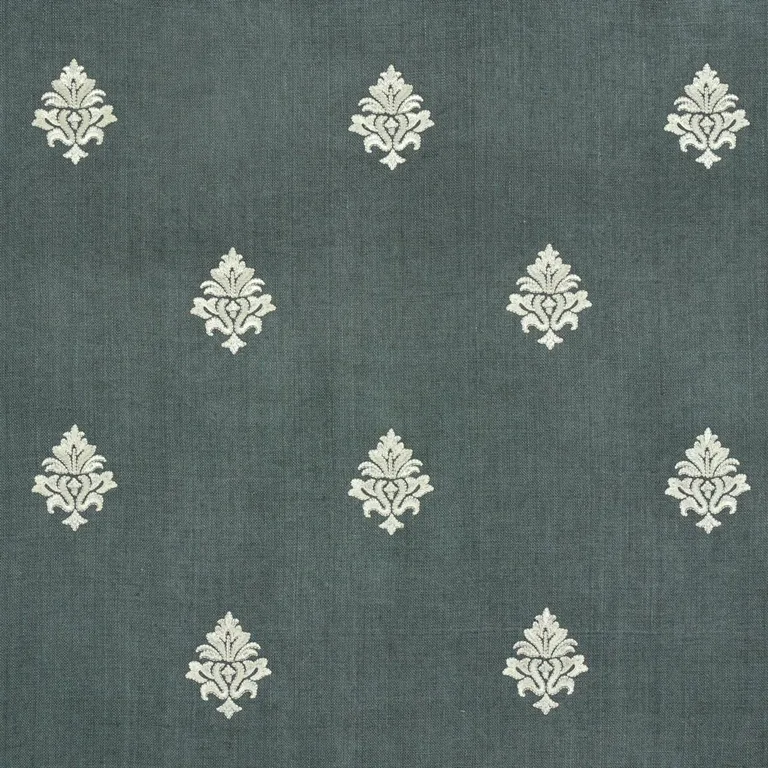 Schumacher 64721 Lorenzo Embroidery Midnight fabric swatch