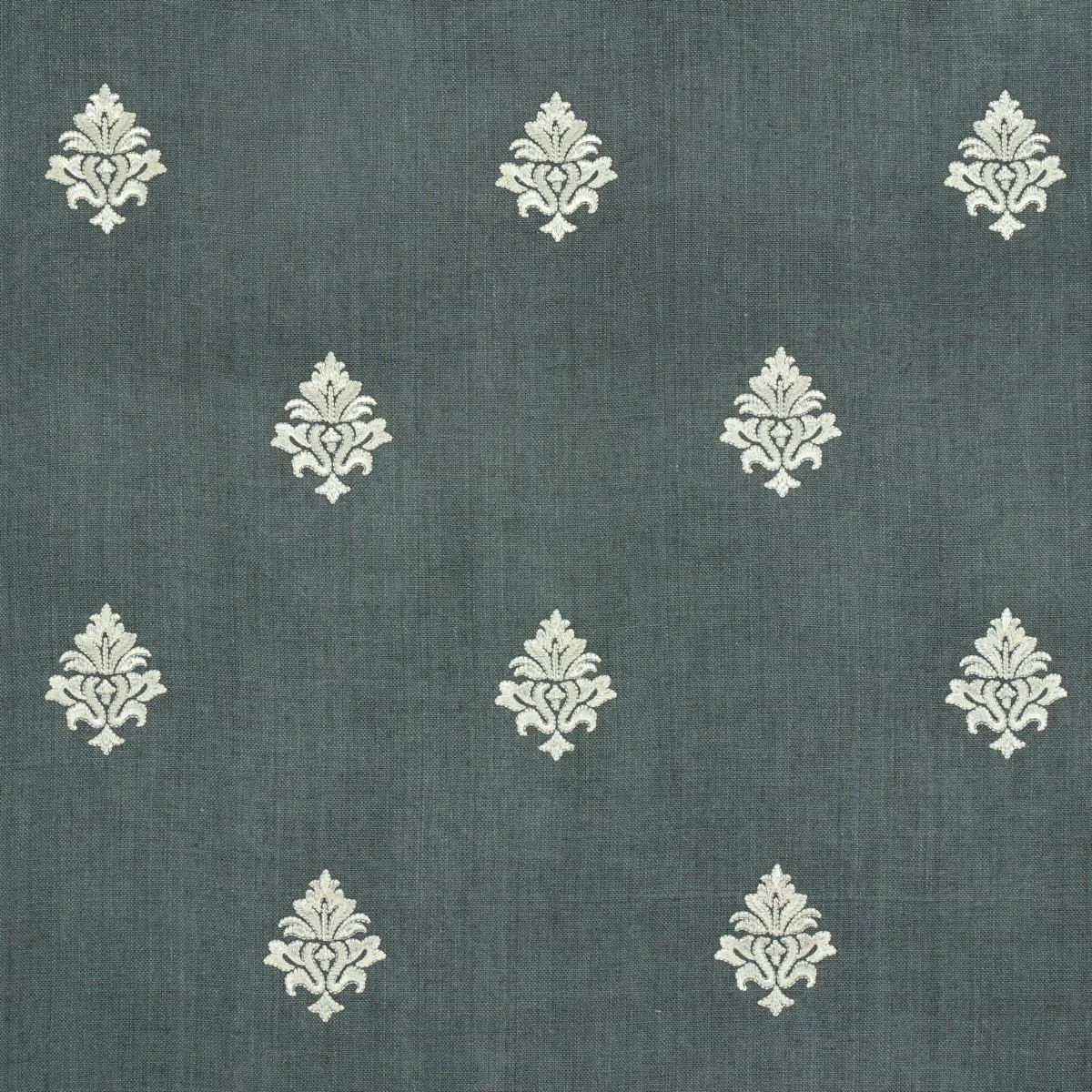 Schumacher 64721 Lorenzo Embroidery Midnight fabric swatch