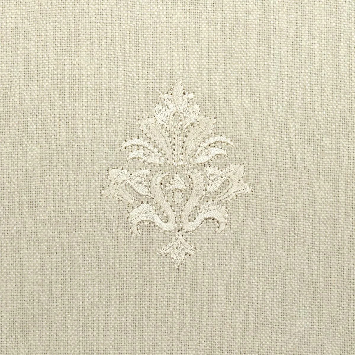 Schumacher 64723 Lorenzo Embroidery Natural fabric swatch
