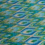 Schumacher 81470 Lorikeet Embroidery Peacock fabric swatch