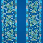 Schumacher 78091 Lotan Dragon Embroidery Blue fabric swatch