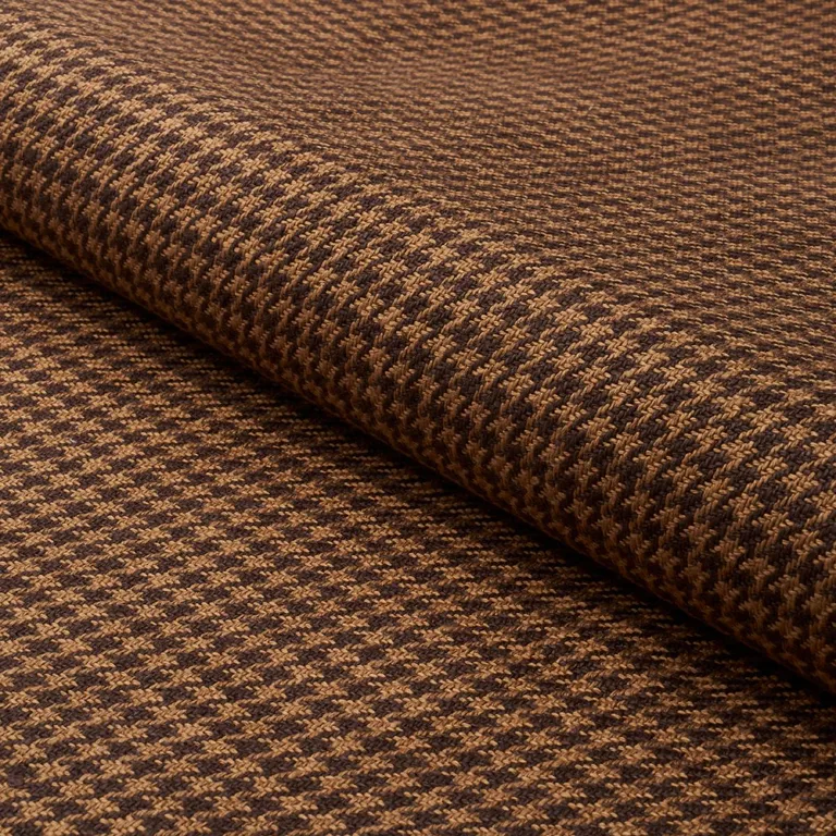 Schumacher 83341 Lotti Linen Houndstooth Brown fabric swatch
