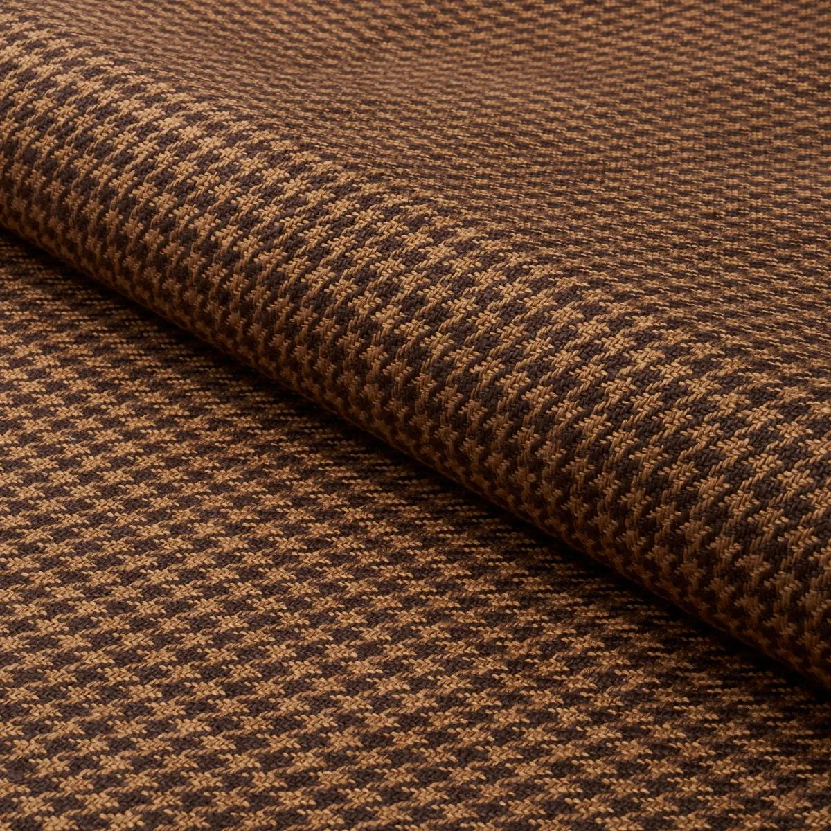 Schumacher 83341 Lotti Linen Houndstooth Brown fabric swatch
