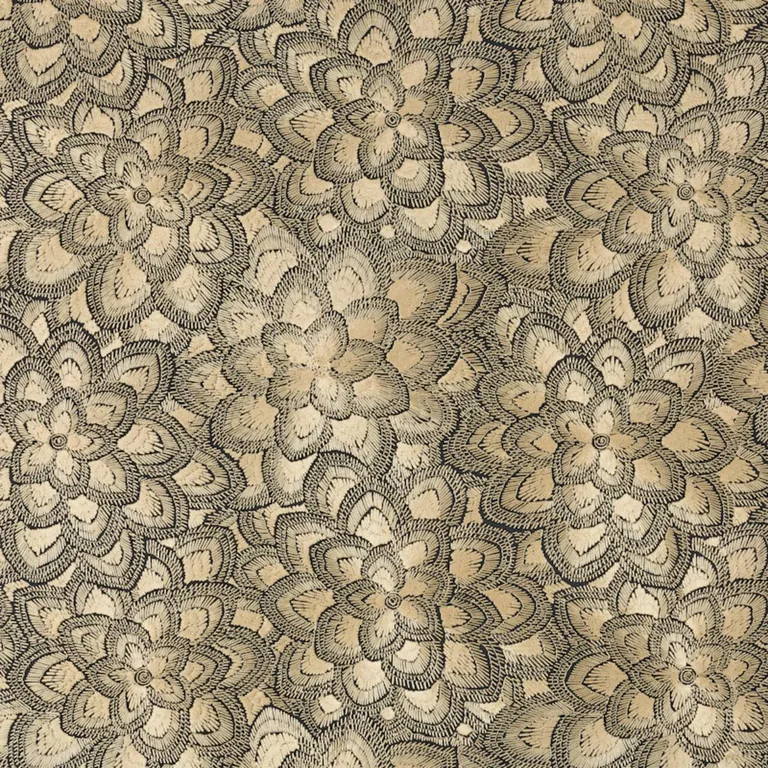 Schumacher 78340 Lotus Embroidery Gold fabric swatch