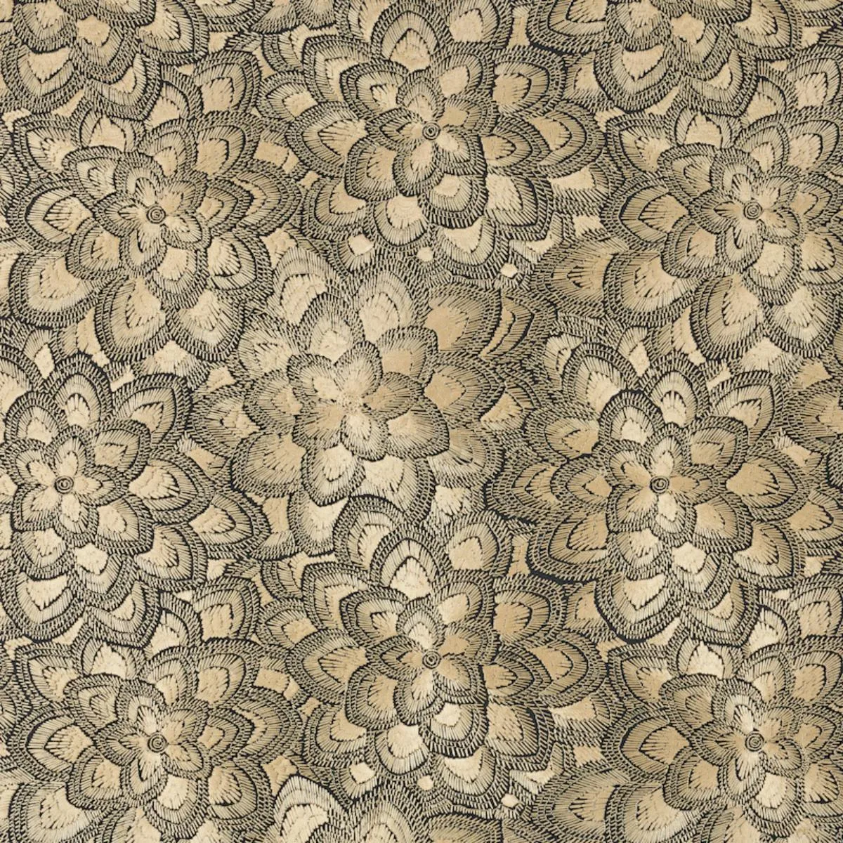 Schumacher 78340 Lotus Embroidery Gold fabric swatch