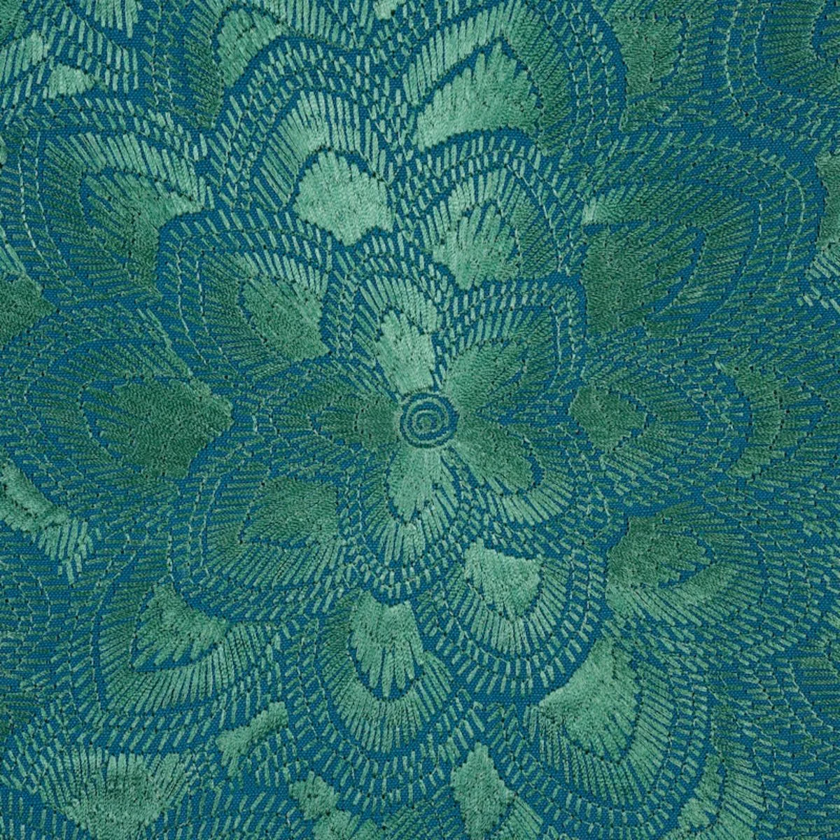Schumacher 78342 Lotus Embroidery Jade fabric swatch