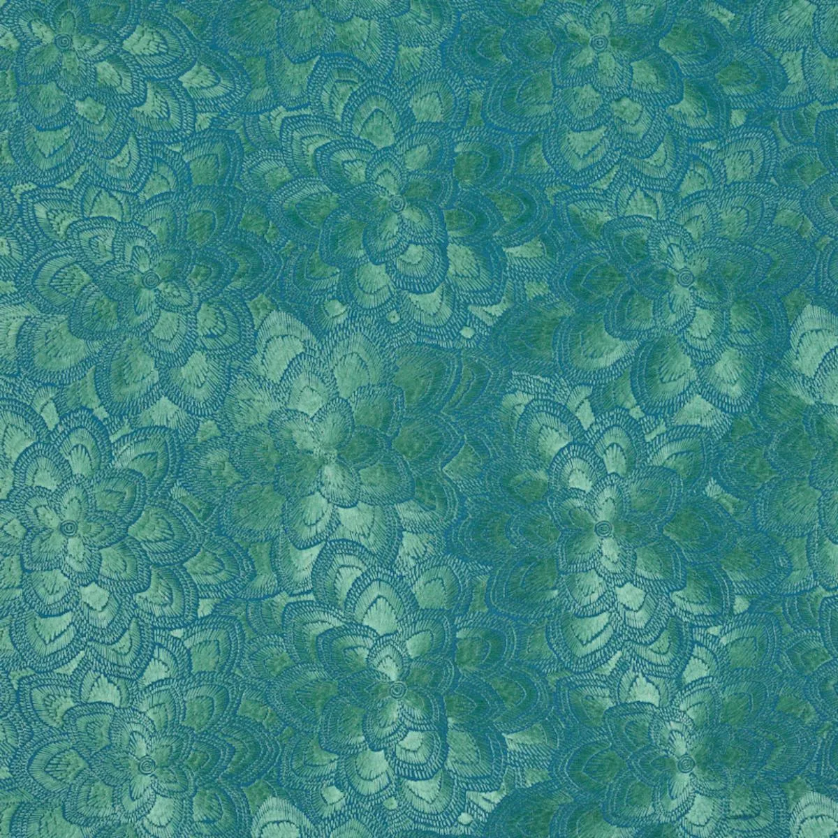 Schumacher 78342 Lotus Embroidery Jade fabric swatch