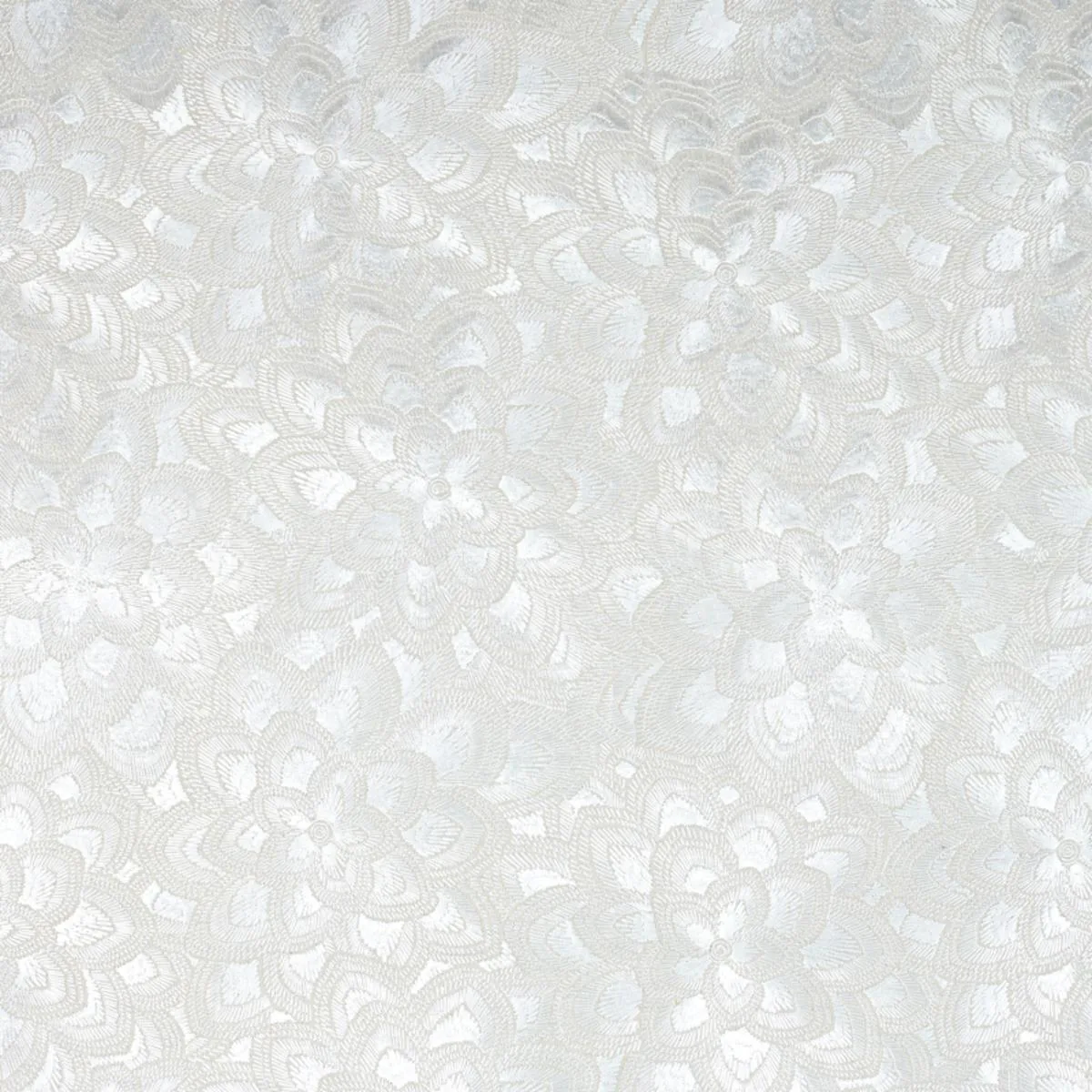 Schumacher 78341 Lotus Embroidery Pearl fabric swatch