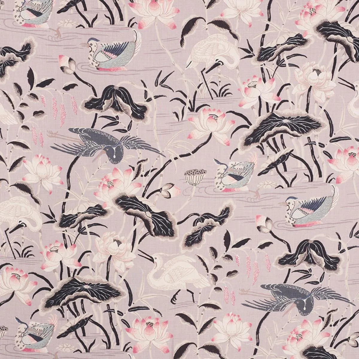 Schumacher 172937 Lotus Garden Lilac fabric swatch