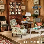 Schumacher 172936 Lotus Garden Parchment fabric swatch