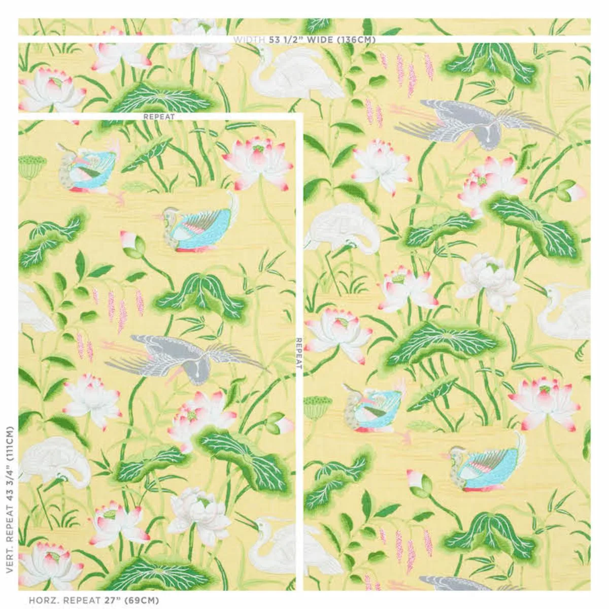 Schumacher 179040 Lotus Garden Yellow fabric swatch