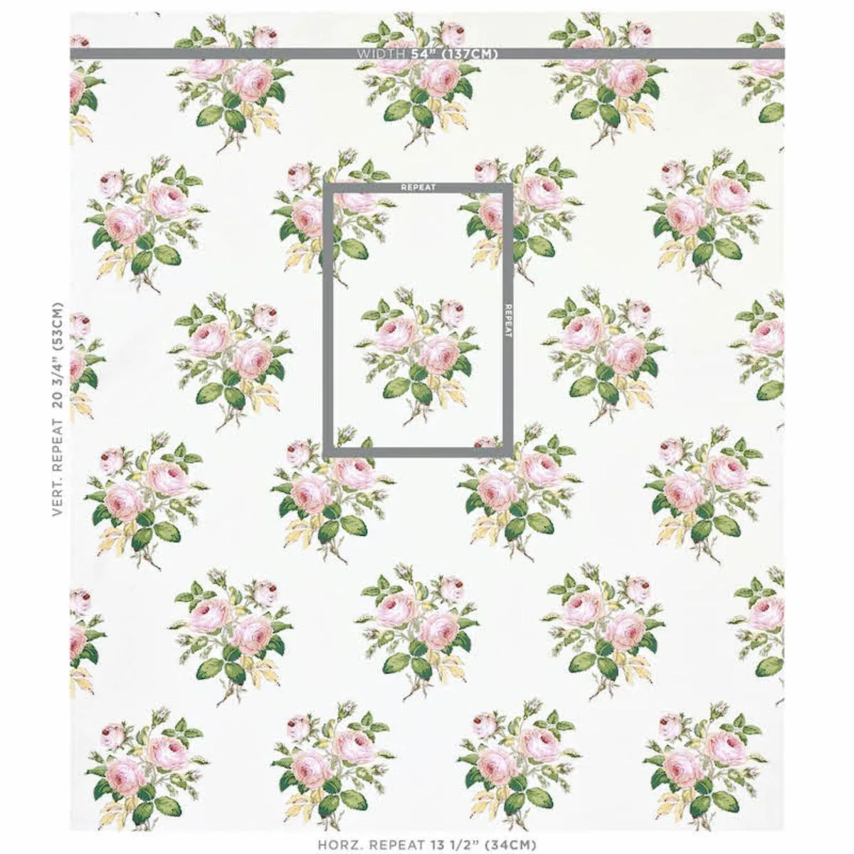 Schumacher 179631 Loudon Rose Blush fabric swatch