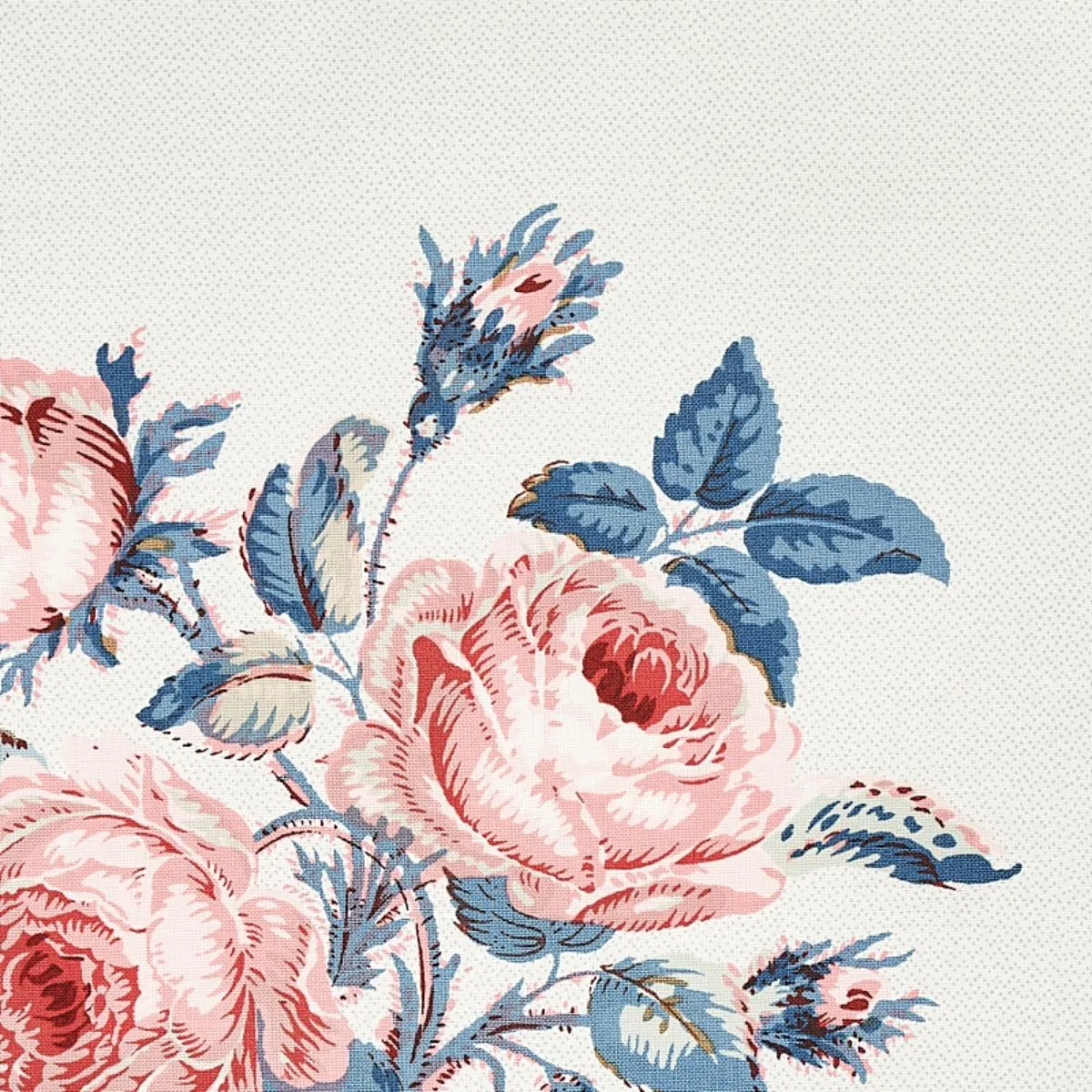 Schumacher 179632 Loudon Rose Rose & Blue fabric swatch