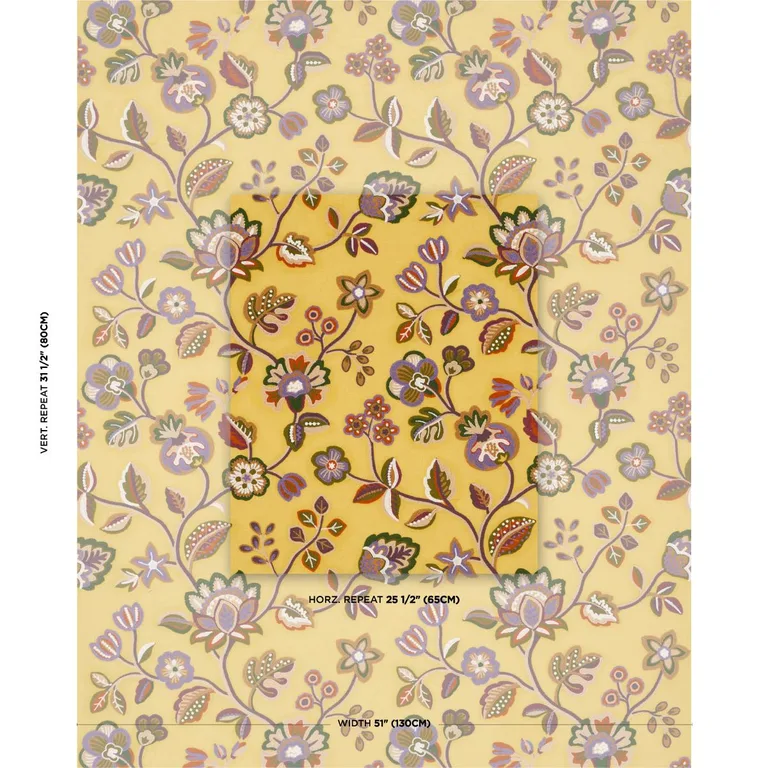 Schumacher 84751 Loulou Embroidery Marigold fabric swatch