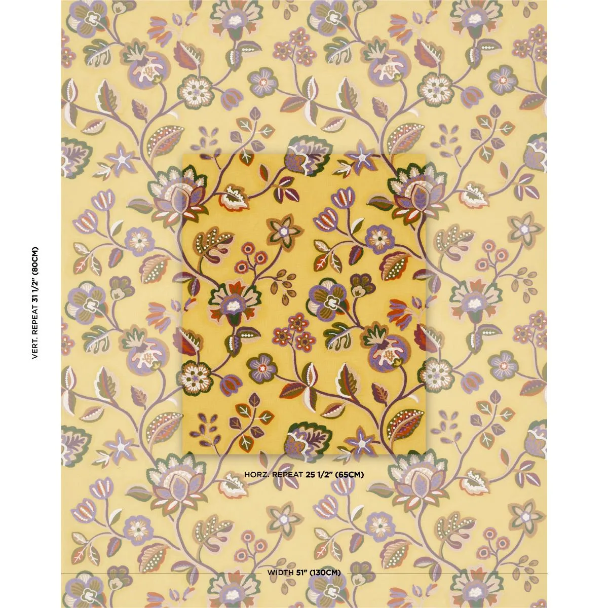 Schumacher 84751 Loulou Embroidery Marigold fabric swatch