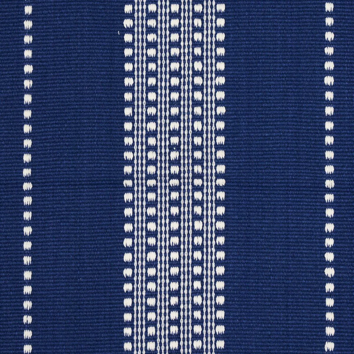 Schumacher 79097 Lubeck Stripe Ivory On Blue fabric swatch