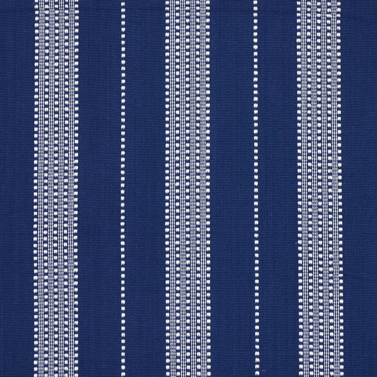 Schumacher 79097 Lubeck Stripe Ivory On Blue fabric swatch