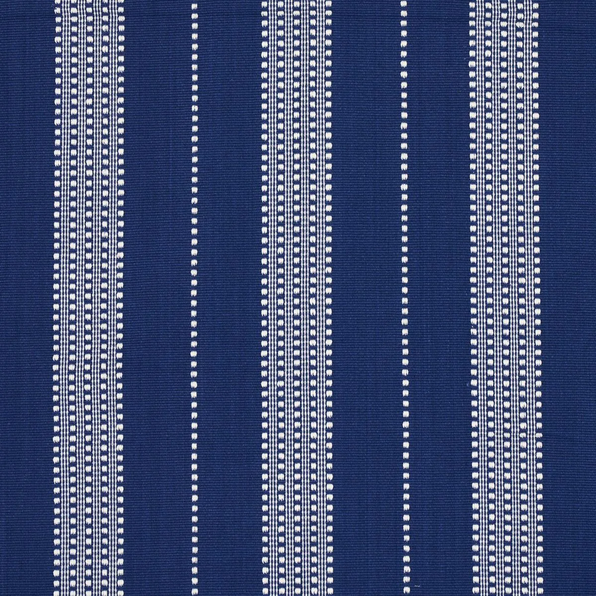Schumacher 79097 Lubeck Stripe Ivory On Blue fabric swatch