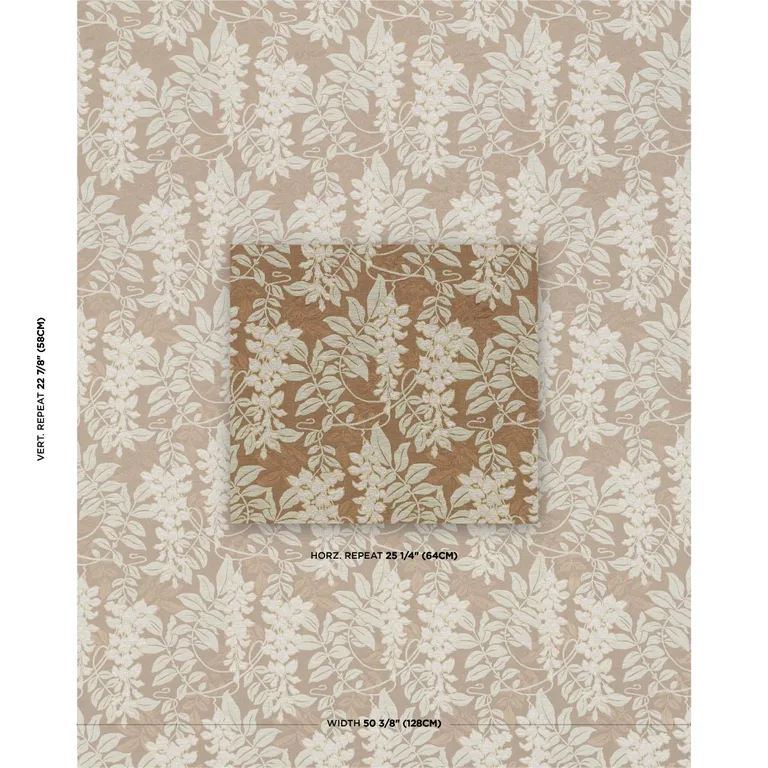 Schumacher 83902 Lucia Wisteria Sable fabric swatch