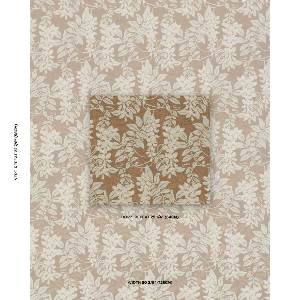 Schumacher 83902 Lucia Wisteria Sable fabric swatch