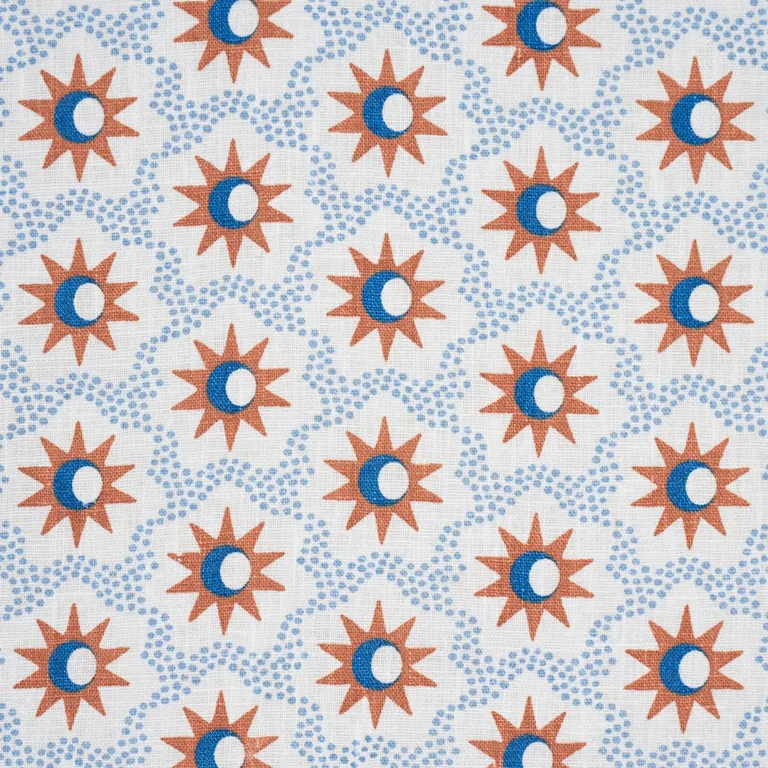 Schumacher 181942 Lucie Clay & Blue fabric swatch