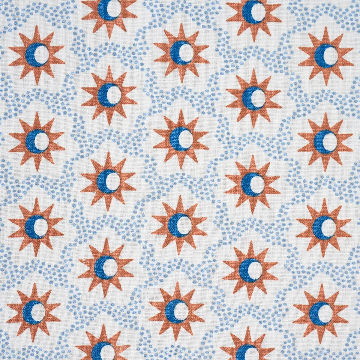 Schumacher 181942 Lucie Clay & Blue fabric swatch