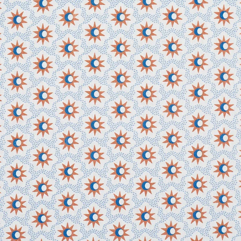 Schumacher 181942 Lucie Clay & Blue fabric swatch