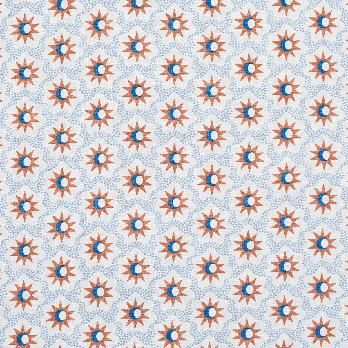 Schumacher 181942 Lucie Clay & Blue fabric swatch