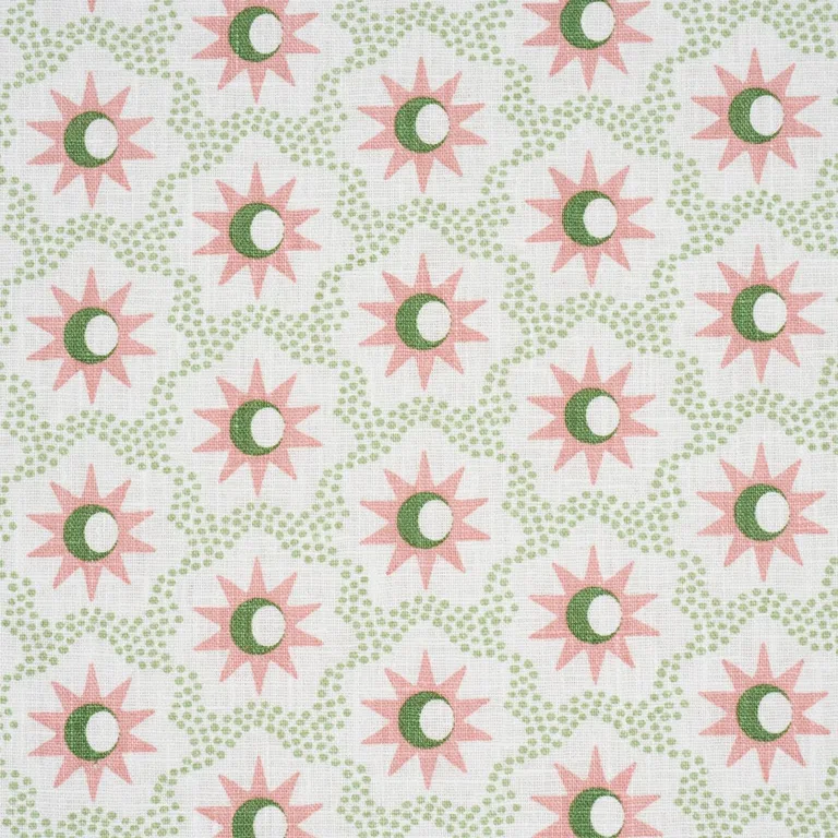 Schumacher 181940 Lucie Pink & Green fabric swatch