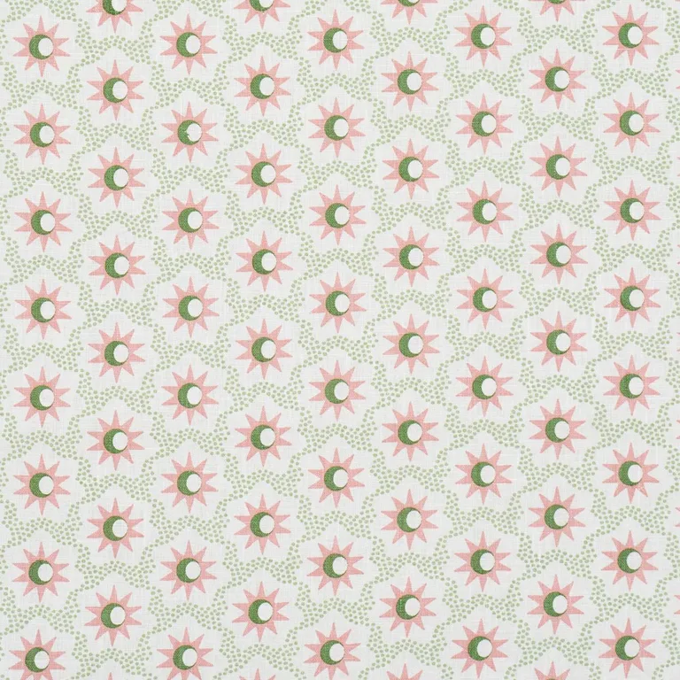 Schumacher 181940 Lucie Pink & Green fabric swatch
