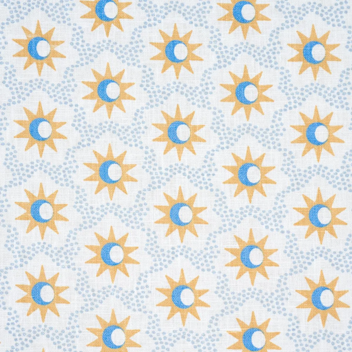 Schumacher 181941 Lucie Yellow & Sky fabric swatch