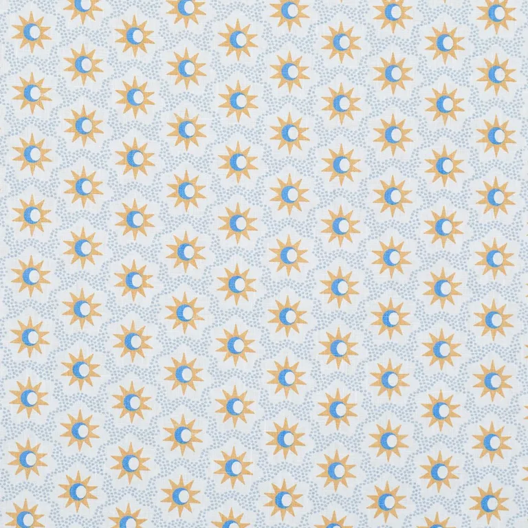Schumacher 181941 Lucie Yellow & Sky fabric swatch