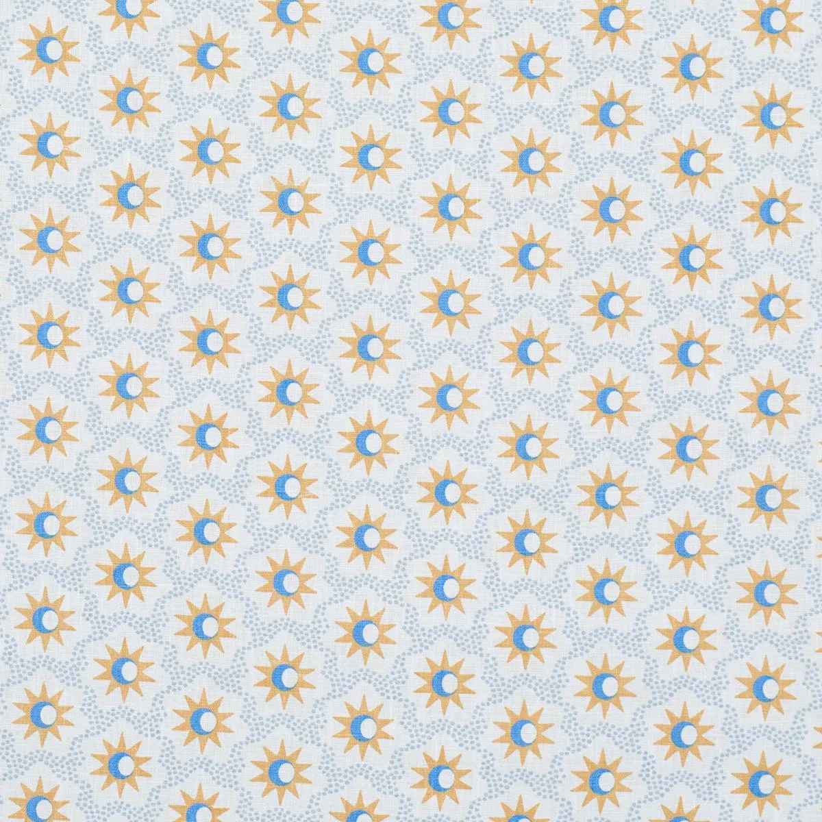 Schumacher 181941 Lucie Yellow & Sky fabric swatch