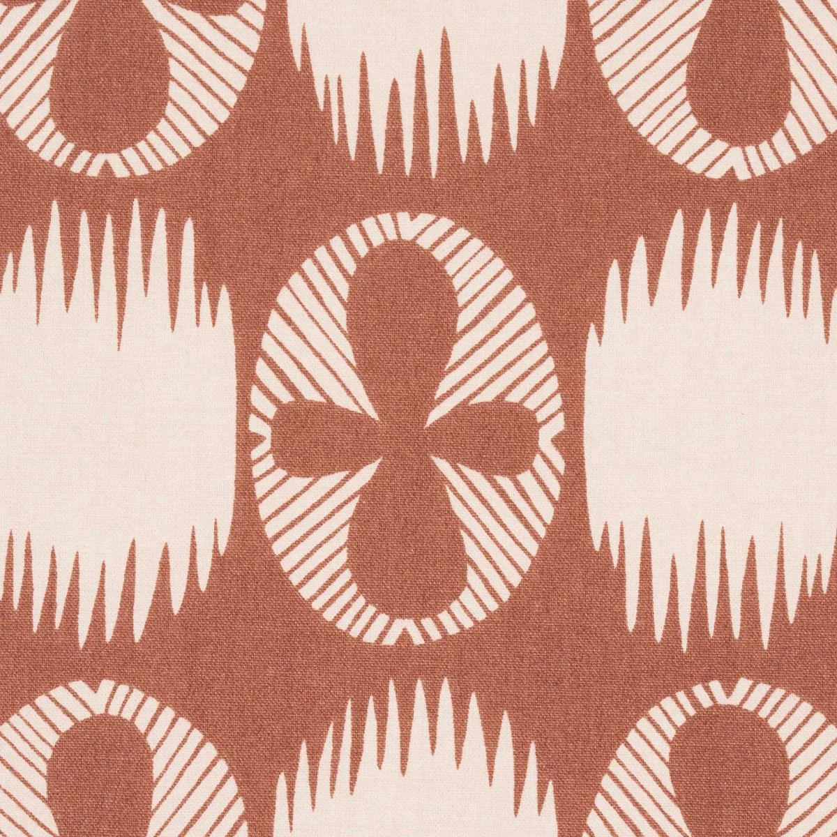 Schumacher 181511 Lunaria Blush On Terracotta fabric swatch