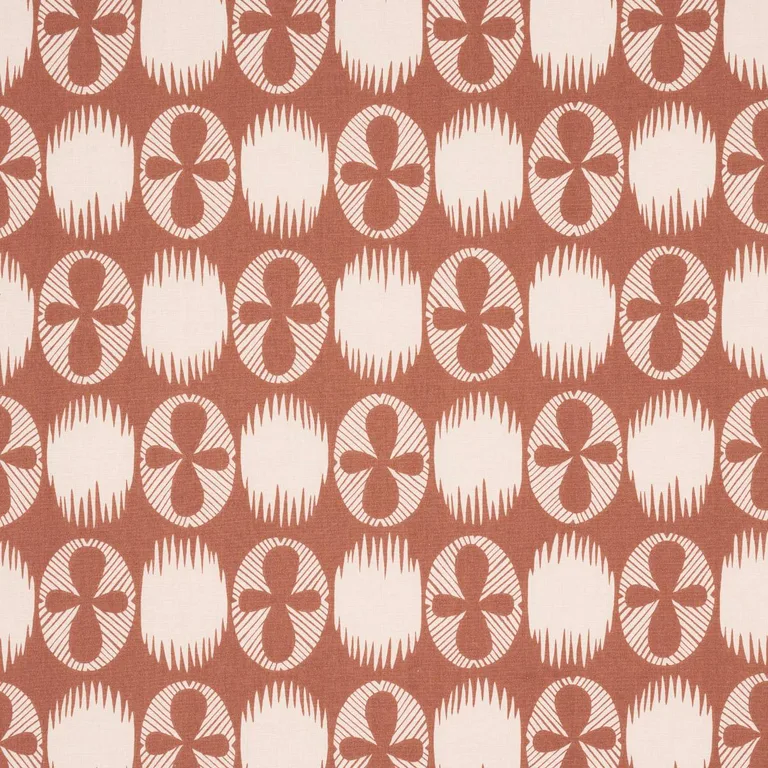 Schumacher 181511 Lunaria Blush On Terracotta fabric swatch