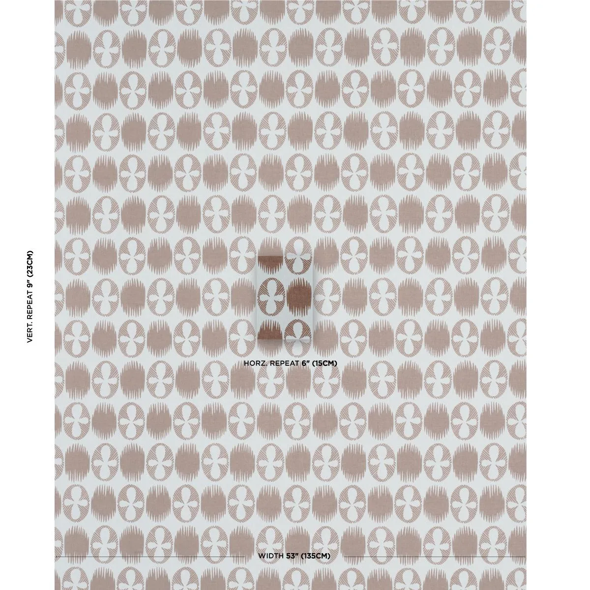 Schumacher 181510 Lunaria Brown On Sky fabric swatch