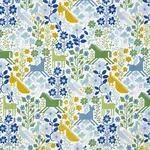 Schumacher 81521 Lupita Embroidery Green & Blue fabric swatch
